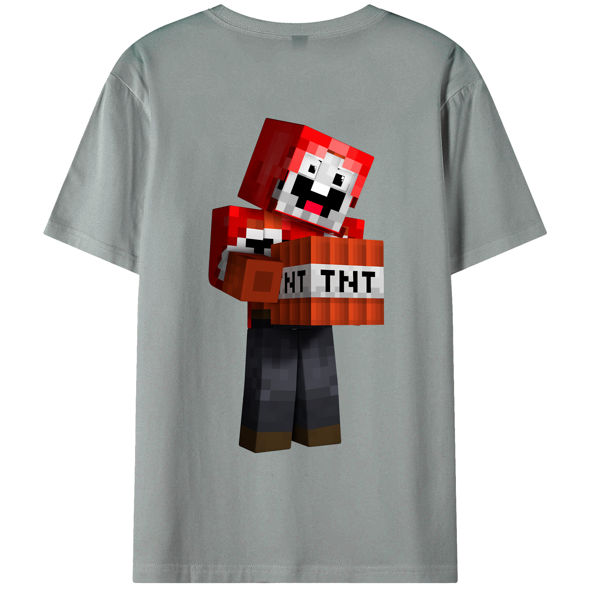 （画像用） マインクラフト ブロックの世界 Minecraft MC Block world 綿100％ メンズ半袖Tシャツ（バックプリント） 通気性
